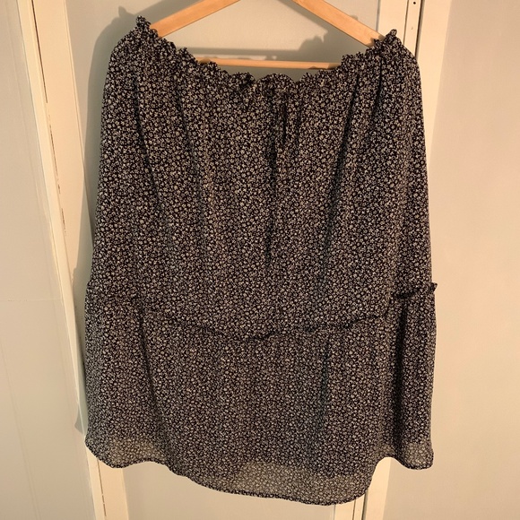 Evolverie Black Foral Ruffle Tiered Midi Skirt - EUC - XL - Picture 1 of 3